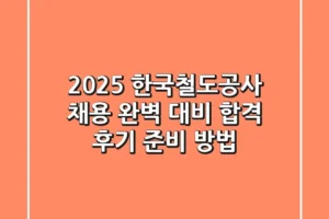 2025 한국철도공사 채용 완벽 대비: 합격 후기 & 준비 방법