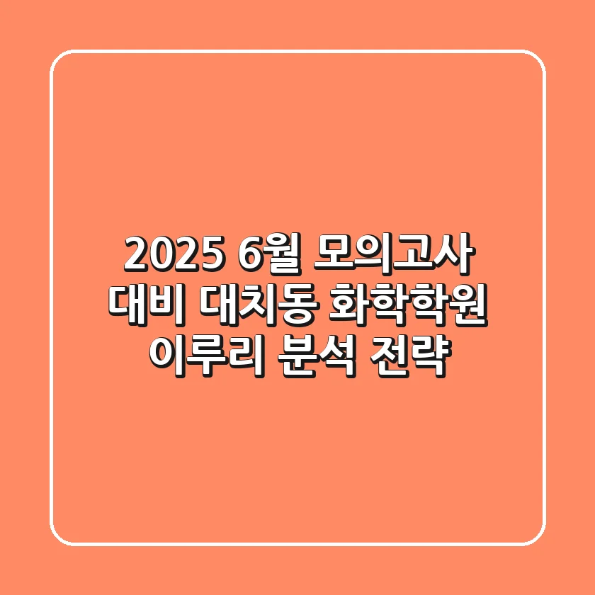 2025 6월 모의고사 대비: 대치동 화학학원 이루리 분석 전략