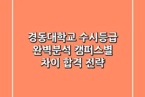 경동대학교 수시등급 완벽분석: 캠퍼스별 차이, 합격 전략!