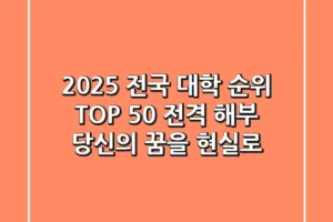 2025 전국 대학 순위 TOP 50 전격 해부: 당신의 꿈을 현실로!