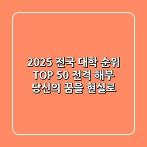 2025 전국 대학 순위 TOP 50 전격 해부: 당신의 꿈을 현실로!