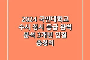 2024 국민대학교 수시 정시 등급 완벽 분석: 3개년 입결 총정리