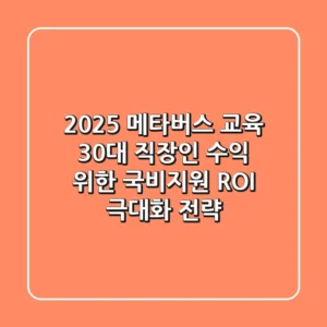 2025 메타버스 교육, 30대 직장인 '수익' 위한 국비지원 & ROI 극대화 전략