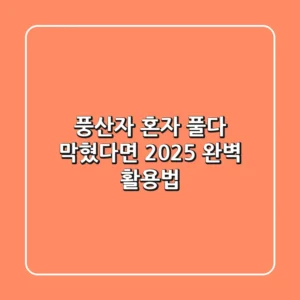 풍산자, 혼자 풀다 막혔다면? 2025 완벽 활용법!