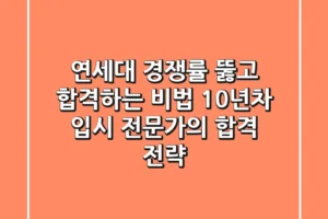 연세대 경쟁률 뚫고 합격하는 비법: 10년차 입시 전문가의 합격 전략