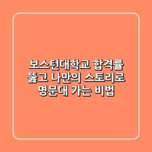 보스턴대학교 합격률 뚫고, 나만의 스토리로 명문대 가는 비법