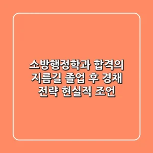 소방행정학과 합격의 지름길: 졸업 후 경채 전략 & 현실적 조언