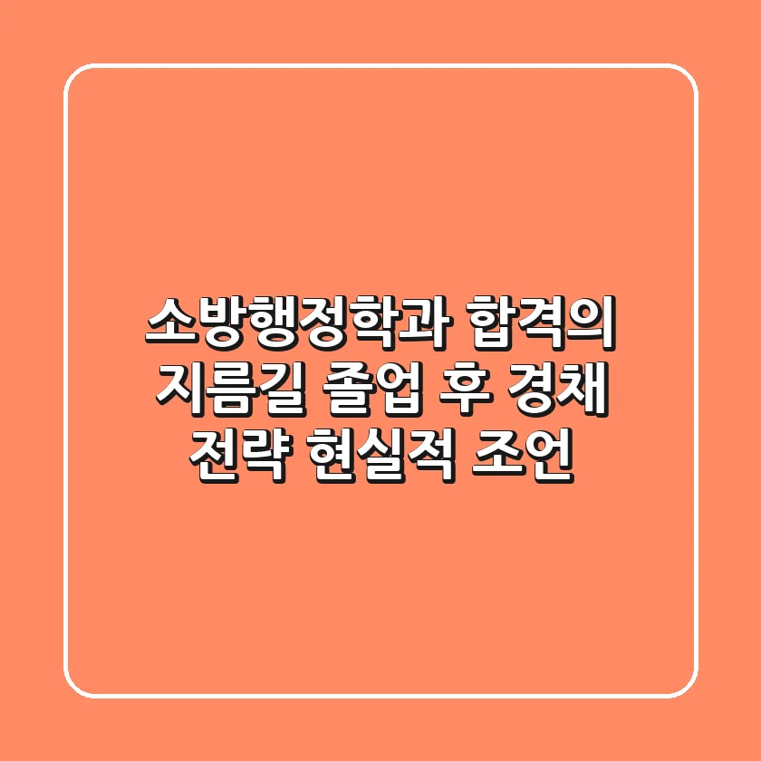 소방행정학과 합격의 지름길: 졸업 후 경채 전략 & 현실적 조언