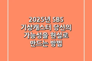 2025년 SBS 기상캐스터, 당신의 가능성을 현실로 만드는 방법