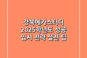 강북메가스터디, 2025학년도 성공 입시 전략 (실전 팁)