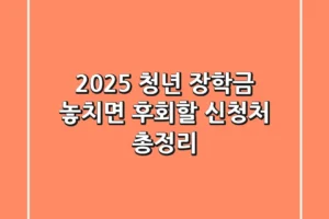 2025 청년 장학금: 놓치면 후회할 신청처 총정리