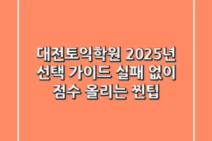 대전토익학원 2025년 선택 가이드: 실패 없이 점수 올리는 찐팁