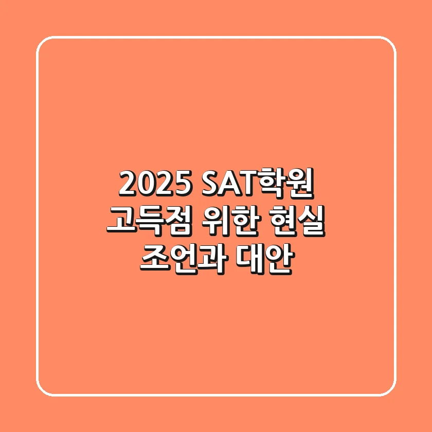 2025 SAT학원: 고득점 위한 현실 조언과 대안