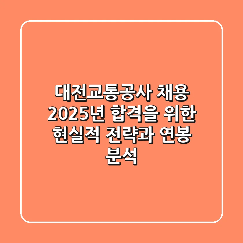 대전교통공사 채용, 2025년 합격을 위한 현실적 전략과 연봉 분석