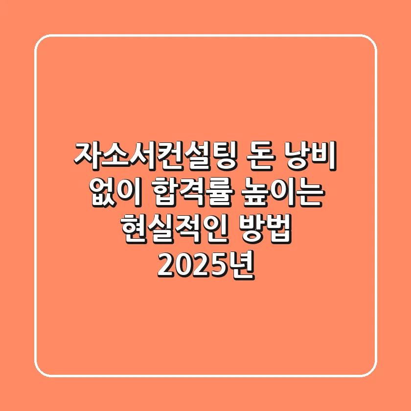 자소서컨설팅: 돈 낭비 없이 합격률 높이는 현실적인 방법 (2025년)