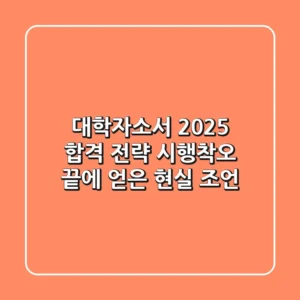대학자소서, 2025 합격 전략: 시행착오 끝에 얻은 현실 조언