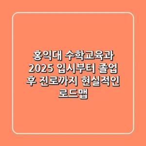 홍익대 수학교육과: 2025 입시부터 졸업 후 진로까지, 현실적인 로드맵