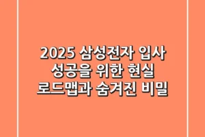 2025 삼성전자 입사: 성공을 위한 현실 로드맵과 숨겨진 비밀