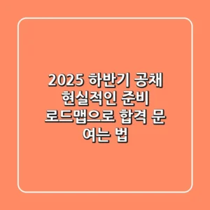 2025 하반기 공채, 현실적인 준비 로드맵으로 합격 문 여는 법