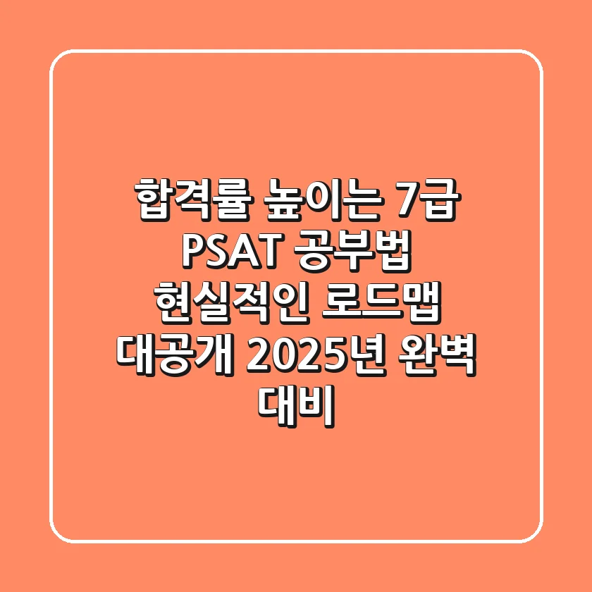 합격률 높이는 7급 PSAT 공부법, 현실적인 로드맵 대공개 (2025년 완벽 대비)