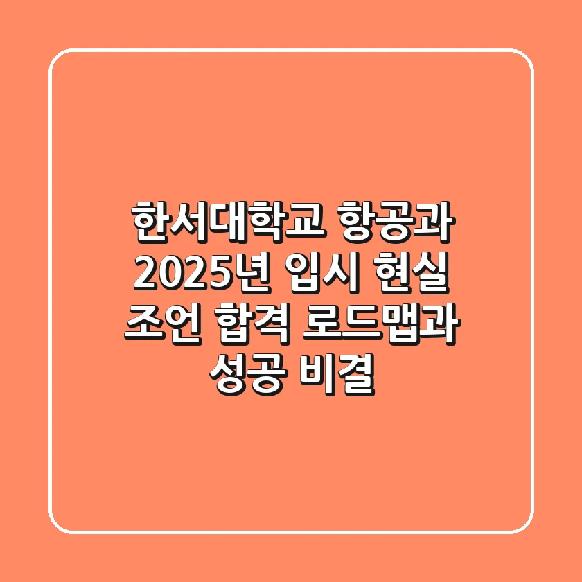 한서대학교 항공과, 2025년 입시 현실 조언: 합격 로드맵과 성공 비결