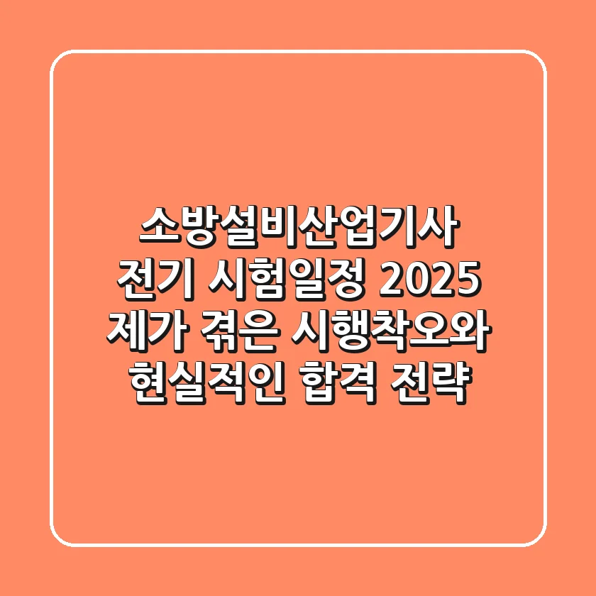 소방설비산업기사 전기 시험일정 2025: 제가 겪은 시행착오와 현실적인 합격 전략