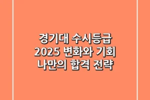 경기대 수시등급 2025: 변화와 기회, 나만의 합격 전략