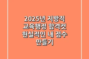 2025년 지방직 교육행정 합격컷, 현실적인 내 점수 만들기