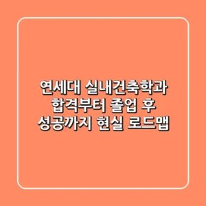 연세대 실내건축학과, 합격부터 졸업 후 성공까지 현실 로드맵