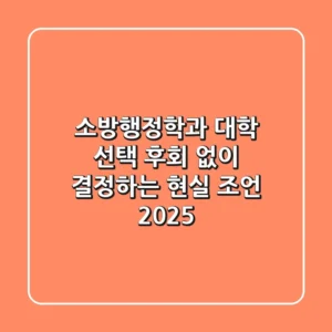 소방행정학과 대학 선택, 후회 없이 결정하는 현실 조언 2025
