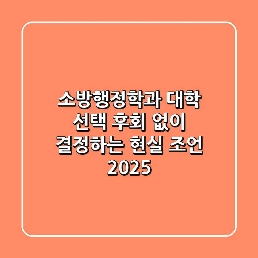 소방행정학과 대학 선택, 후회 없이 결정하는 현실 조언 2025