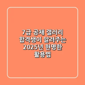 7급 공채 갤러리: 합격생이 알려주는 2025년 현명한 활용법