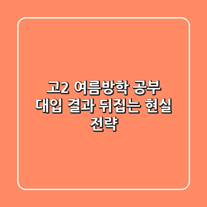 고2 여름방학 공부, 대입 결과 뒤집는 현실 전략