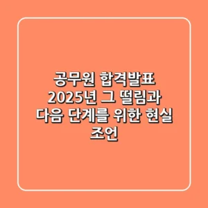 공무원 합격발표: 2025년, 그 떨림과 다음 단계를 위한 현실 조언