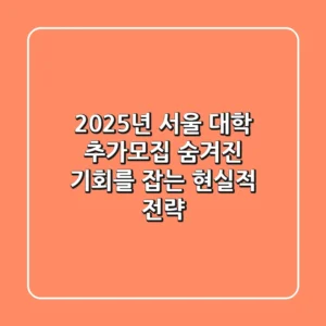 2025년 서울 대학 추가모집, 숨겨진 기회를 잡는 현실적 전략