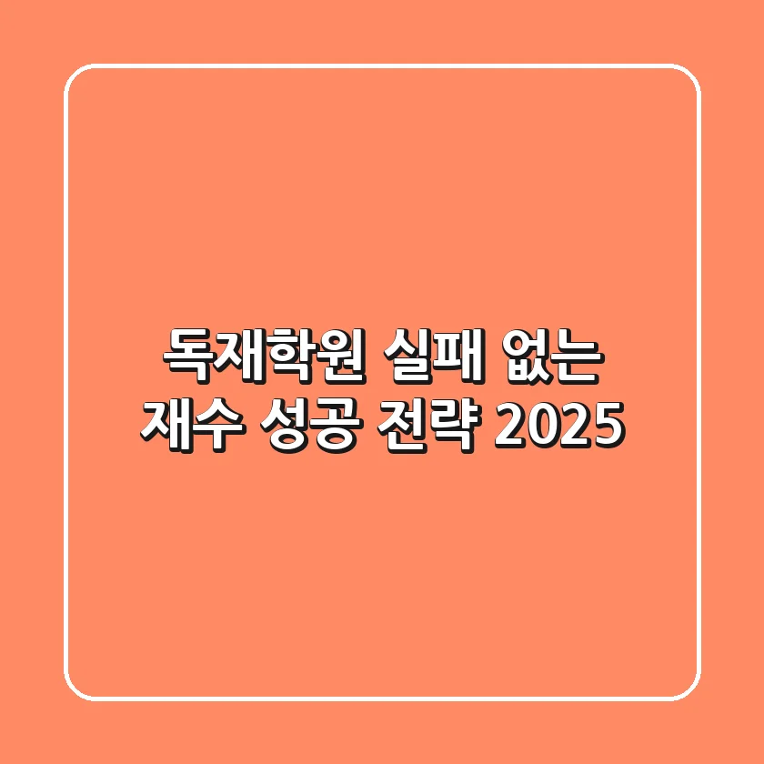 독재학원, 실패 없는 재수 성공 전략 2025