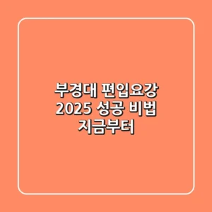 부경대 편입요강, 2025 성공 비법 지금부터!