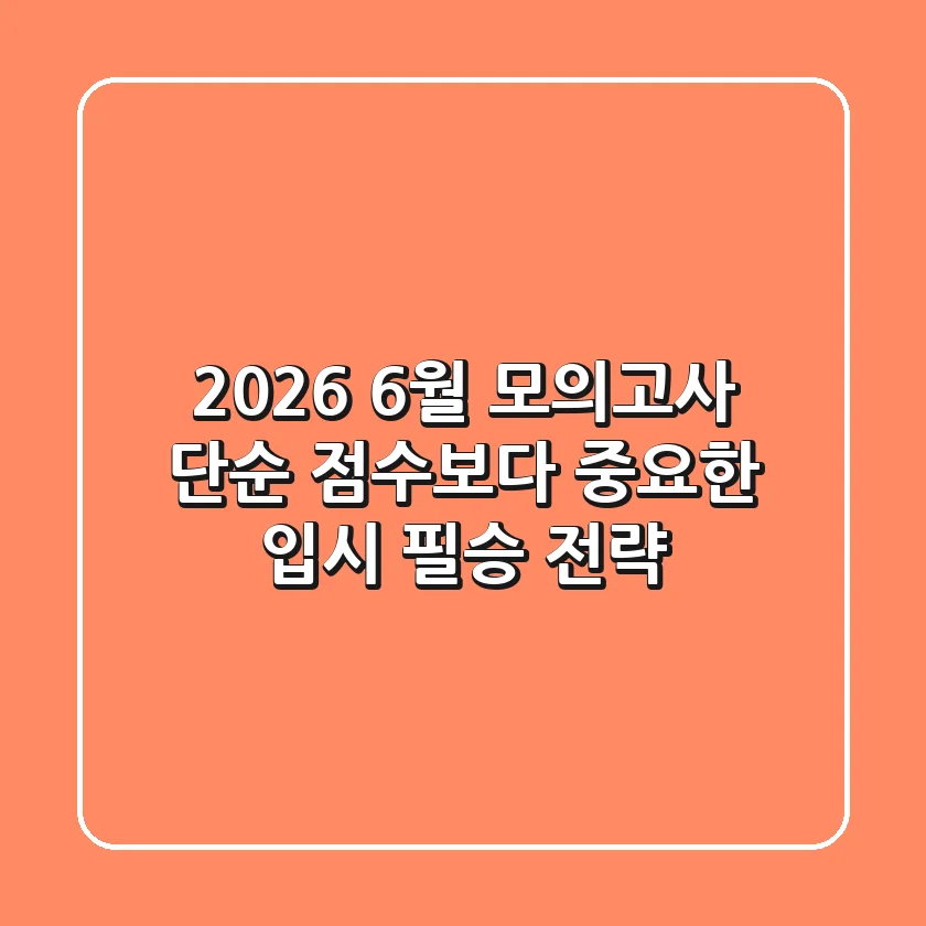 2026 6월 모의고사, 단순 점수보다 중요한 입시 필승 전략!