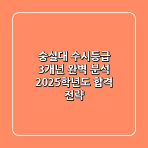 숭실대 수시등급 3개년 완벽 분석: 2025학년도 합격 전략