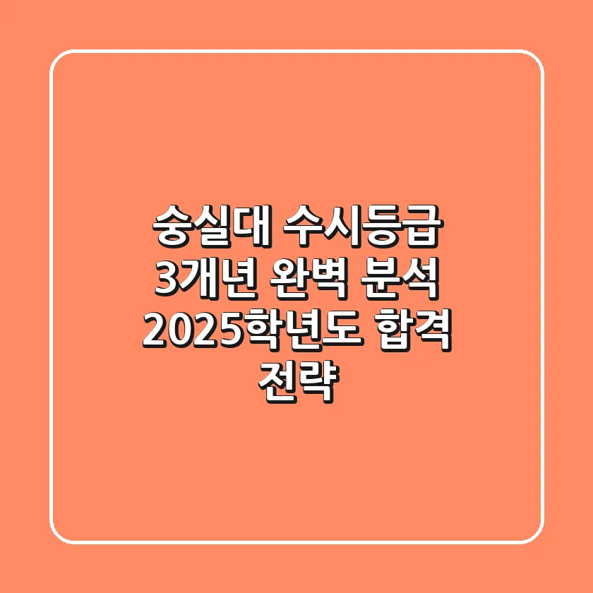 숭실대 수시등급 3개년 완벽 분석: 2025학년도 합격 전략