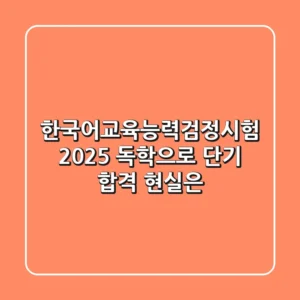 한국어교육능력검정시험 2025, 독학으로 단기 합격? 현실은!