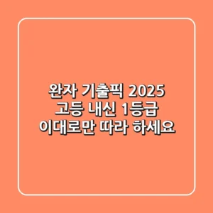 완자 기출픽 2025: 고등 내신 1등급, 이대로만 따라 하세요!