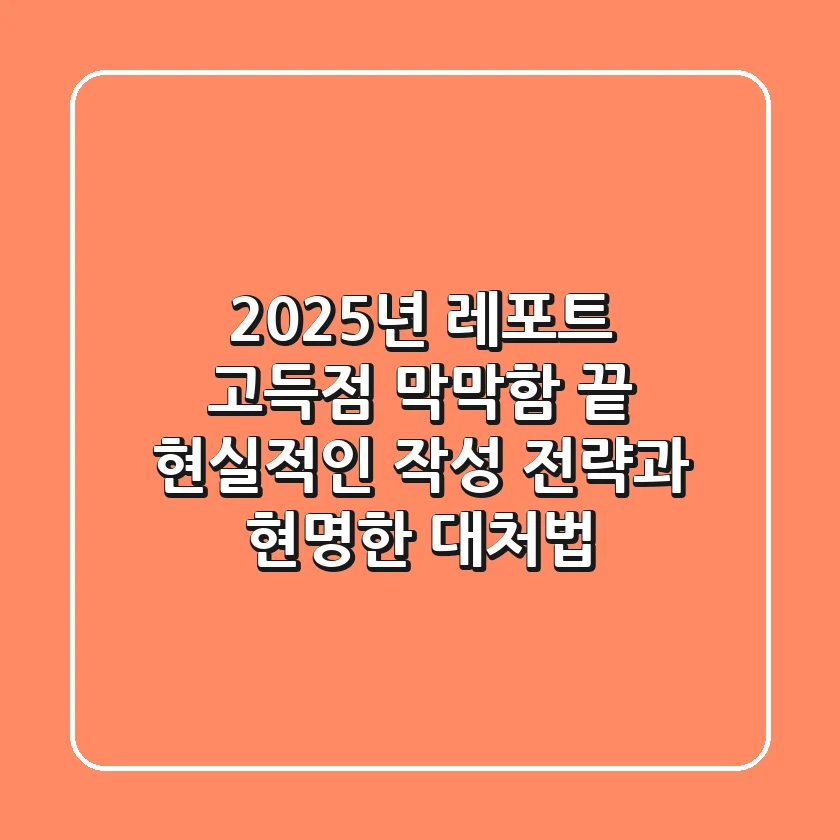2025년 레포트 고득점? 막막함 끝! 현실적인 작성 전략과 현명한 대처법