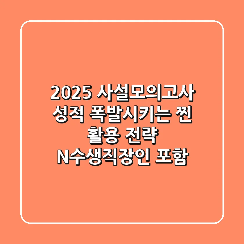 2025 사설모의고사, 성적 폭발시키는 '찐' 활용 전략 (N수생/직장인 포함)