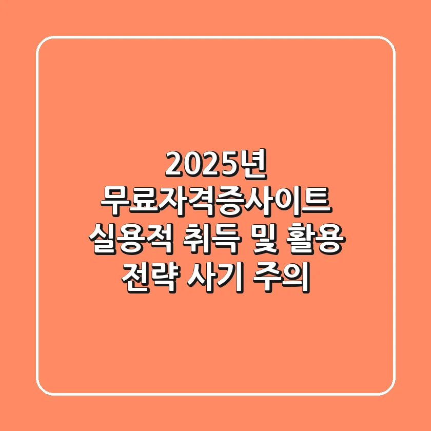 2025년 무료자격증사이트, 실용적 취득 및 활용 전략 (사기 주의)