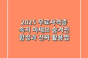 2025 무료자격증, 속지 마세요! 숨겨진 함정과 진짜 활용법