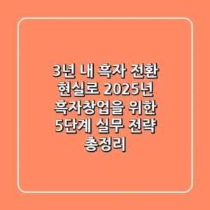 "3년 내 흑자 전환 현실로", 2025년 흑자창업을 위한 5단계 실무 전략 총정리