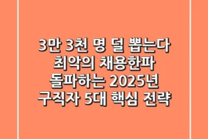 “3만 3천 명 덜 뽑는다”, 최악의 채용한파 돌파하는 2025년 구직자 5대 핵심 전략