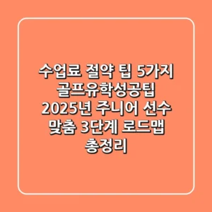"수업료 절약 팁 5가지", 골프유학성공팁: 2025년 주니어 선수 맞춤 3단계 로드맵 총정리