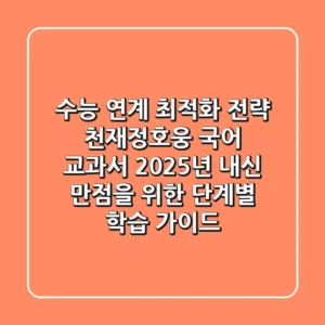 "수능 연계 최적화 전략": 천재(정호웅) 국어 교과서, 2025년 내신 만점을 위한 단계별 학습 가이드